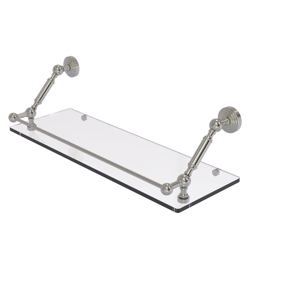 24 in. Floating Glass Shelf with Gallery Rail Satin Nickel A6032