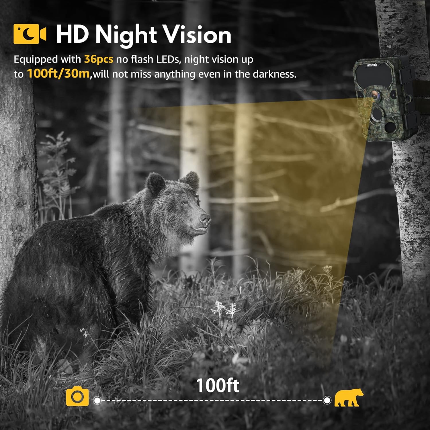 4K 30MP 30FPS Wireless Wi-fi Bluetooth Trail Camera with 120° Angle Night Vision IP66 Waterproof Wildlife Camera A18236