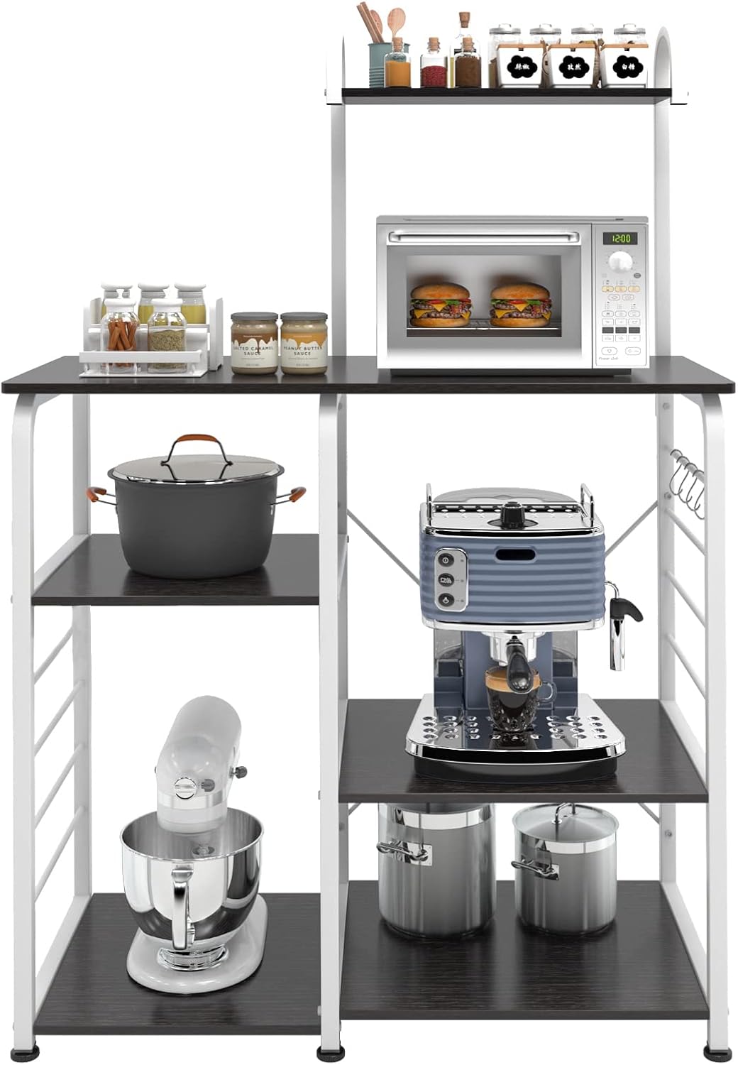Microwave Cart Stand, 35.4 inches 3-Tier Kitchen Utility Storage Shelf, Maple O9920