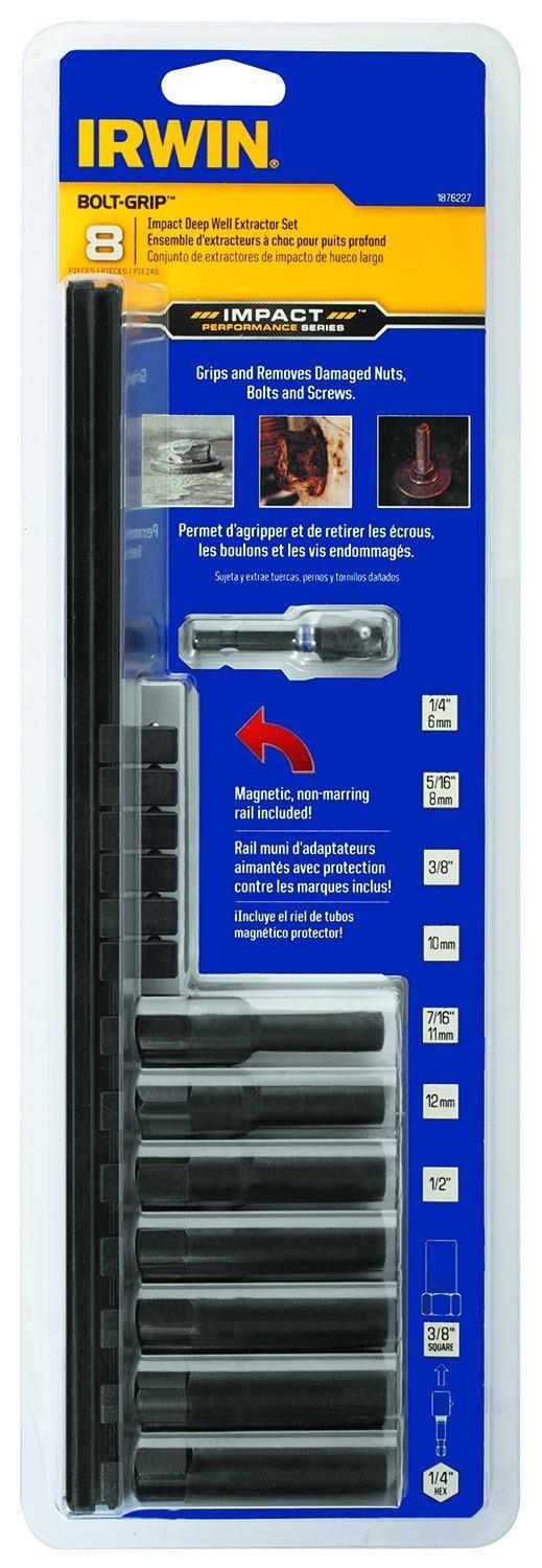 8pc Impact Deep Well Bolt Grip Rail Set with Hex Adapter G29359