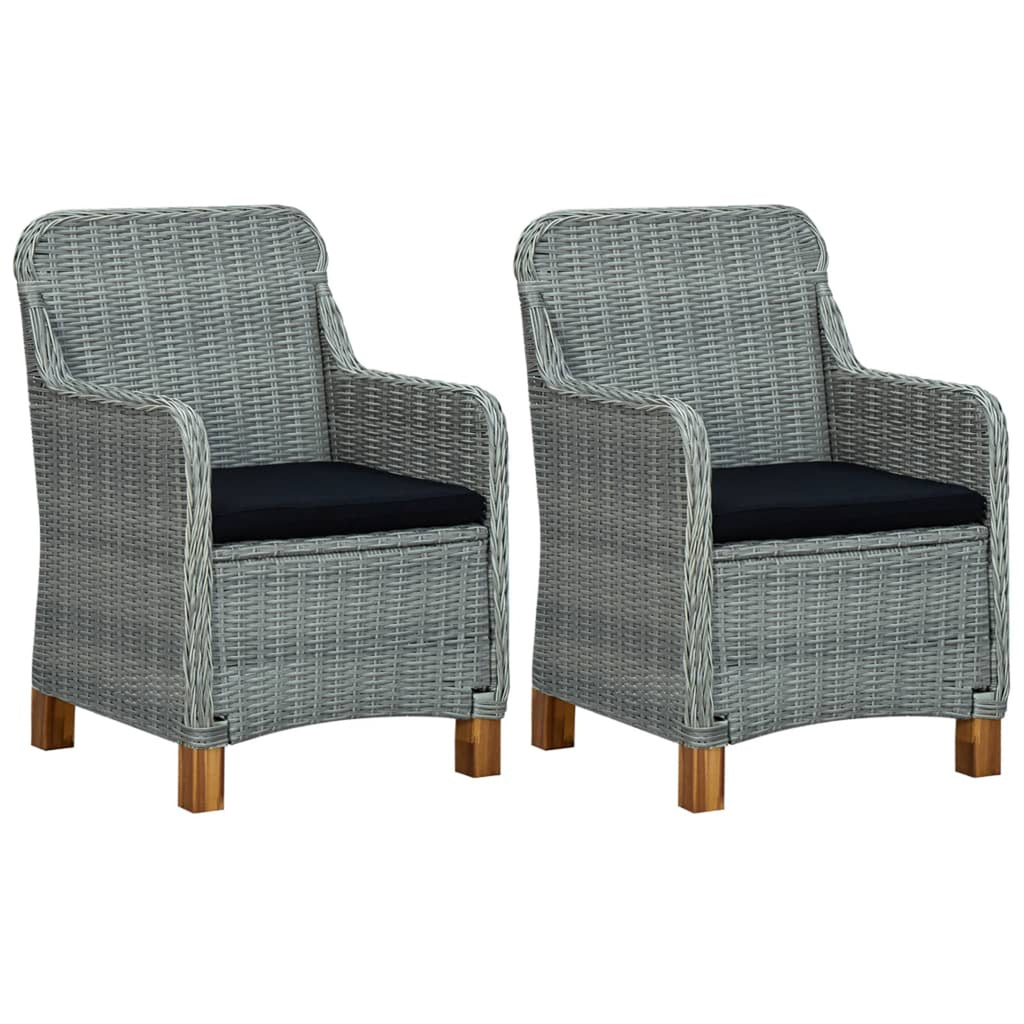 Gray Poly Rattan Patio Chairs with Cushions 2 pcs B952