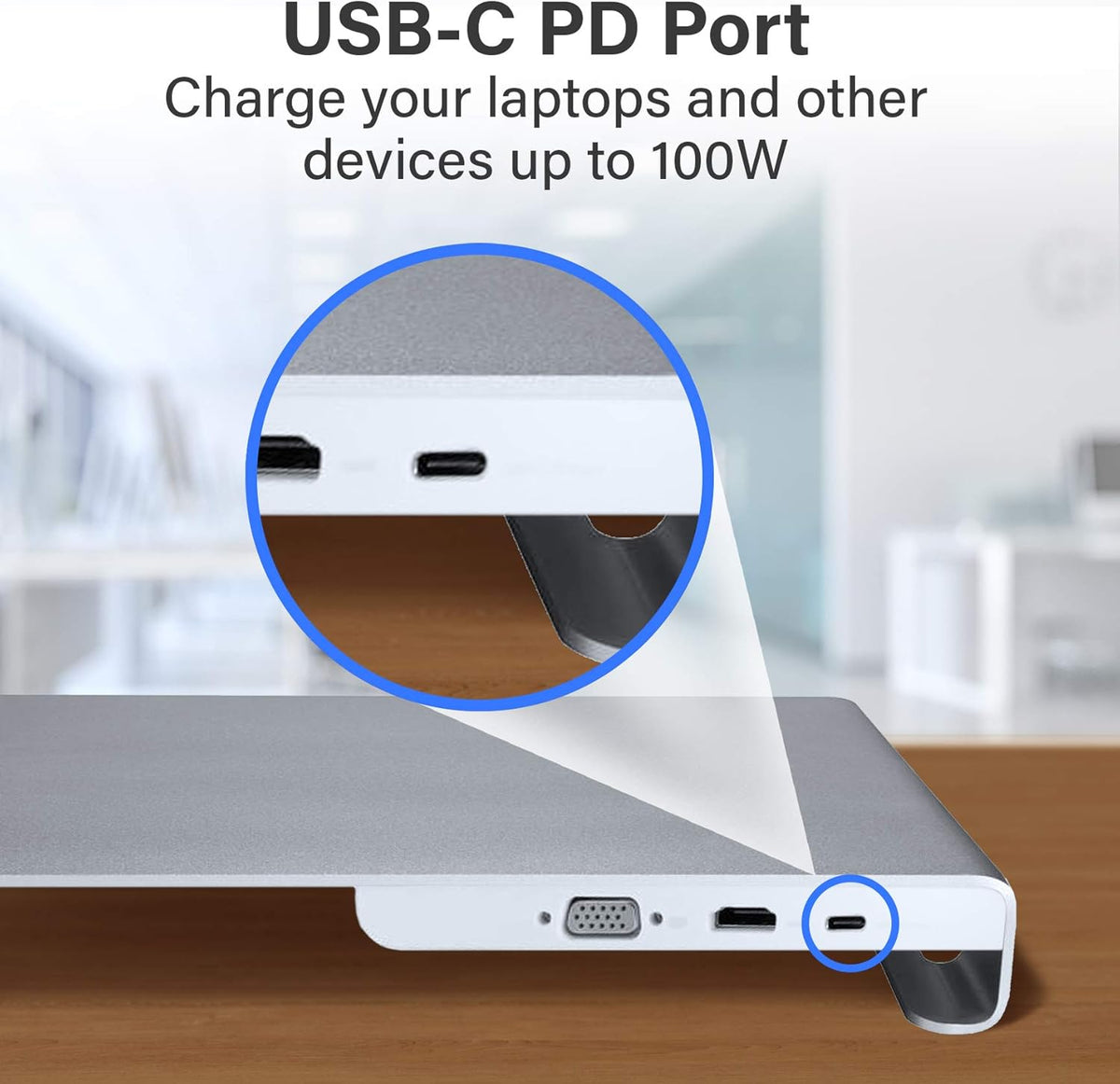 USB-C 11-Port Docking Station Monitor Stand with 100W Power Delivery C597351