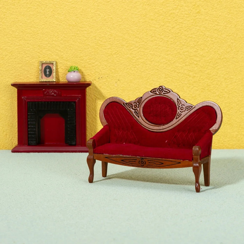 Walnut Color Dollhouse Miniature Sofa X121384
