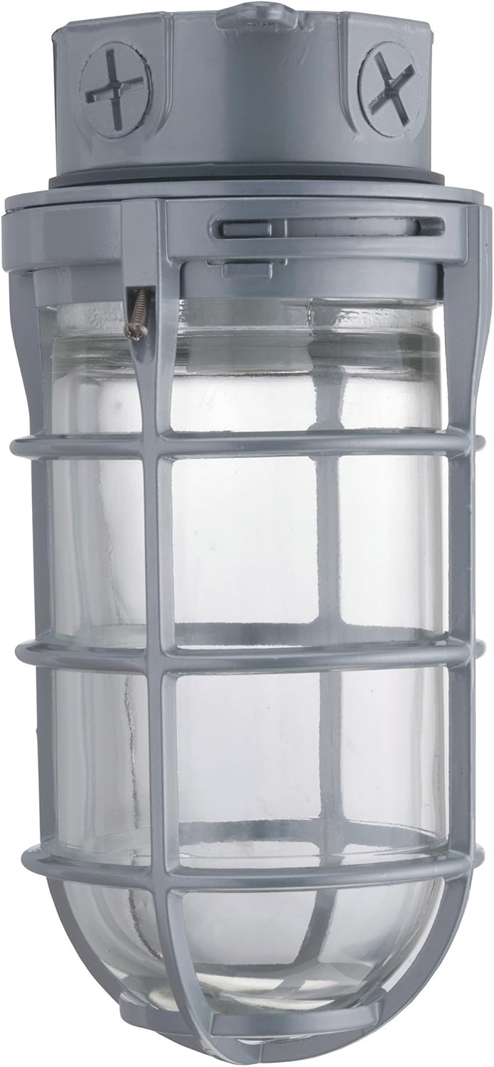 Wall Mount Utility Vapor Tight Light, Incandescent, 120 Volts, 150 Watts, Grey S8918