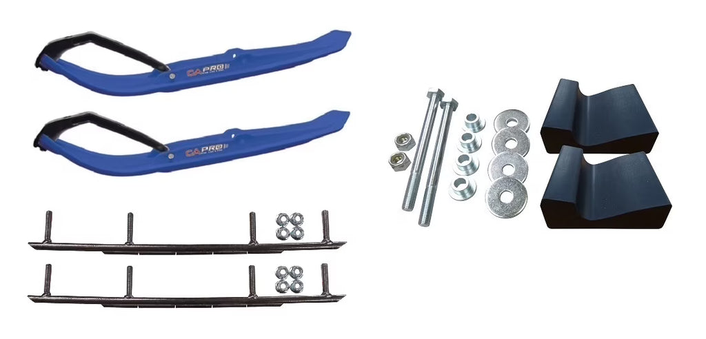 Blue MTX Snowmobile Skis with 10" Round Bars Complete Kit J7053