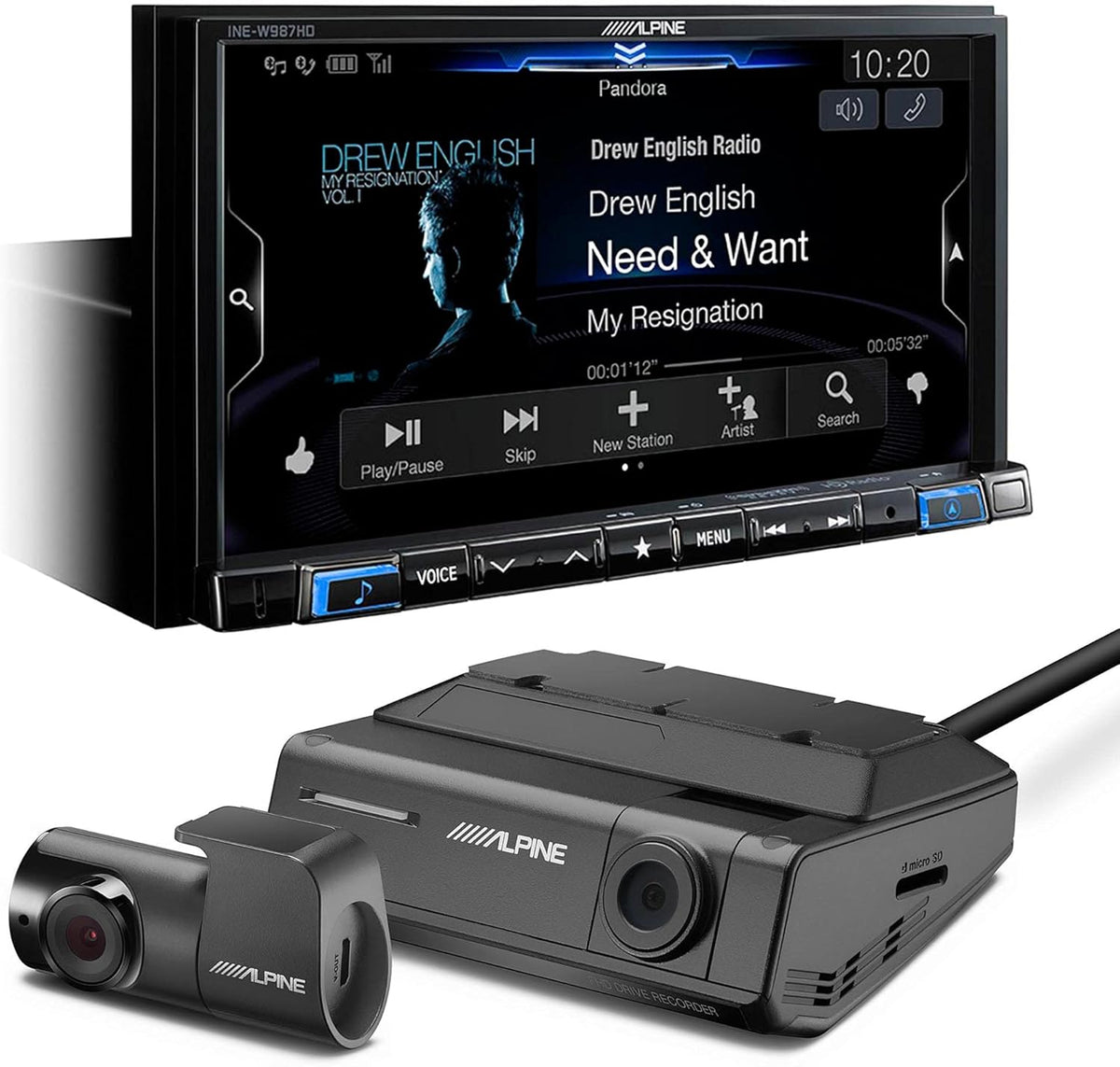 Digital Media Navigation Receiver with Windshield Mount Dashcam S977