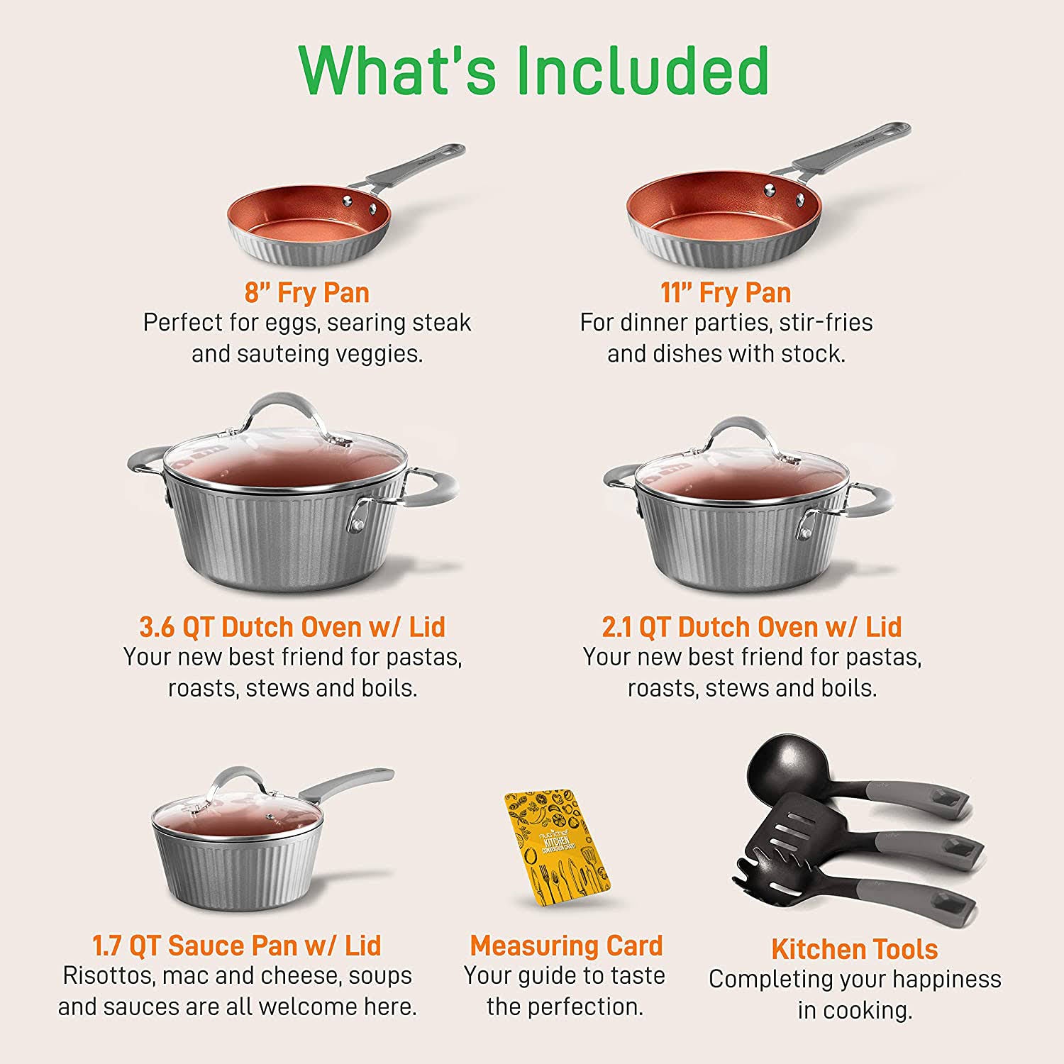 11 Piece Nonstick Cookware Pots and Pans Set L5868