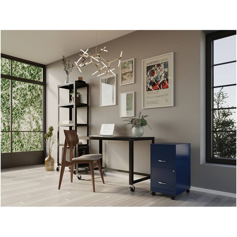 Navy 2 Drawer Metal Mobile File Cabinet L314