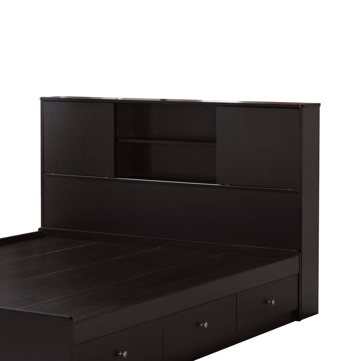 Twin Bookcase Headboard with Two Large Cubbies and Two Smaller Shelves - White B615