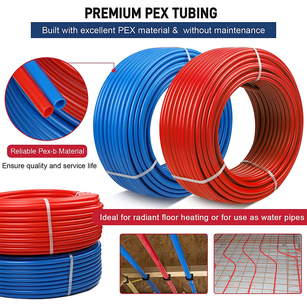 Red 1/2 Inch x 100FT PEX-B Water Tubing Pipe Roll D4565