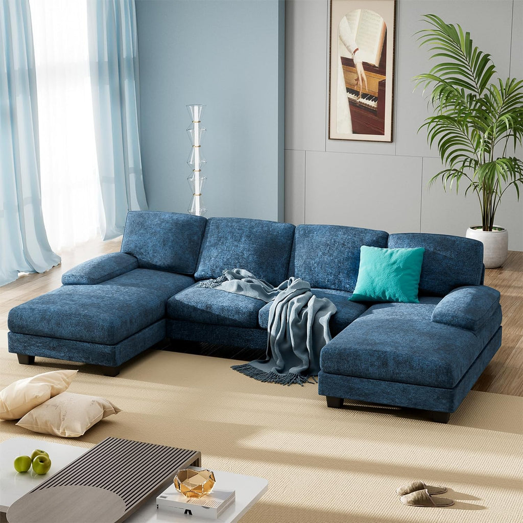 Blue Modular Convertible Sectional Sofa Couch with Double Chaise X623802