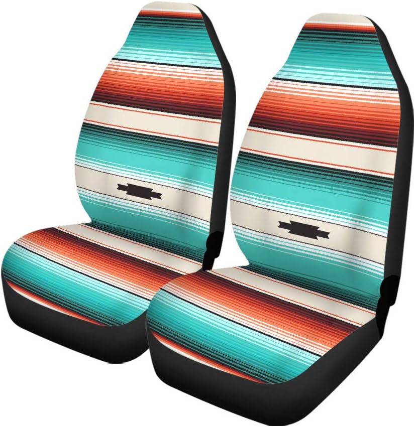 Set of 2 Car Seat Covers Turquoise Stripes D355355
