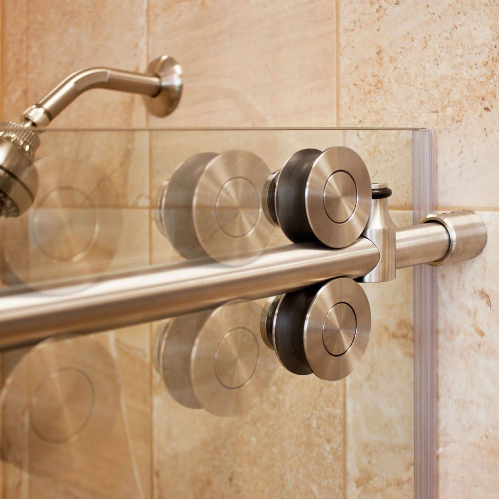 Brushed Nickel Sliding Shower Door with Stationary Panel G538