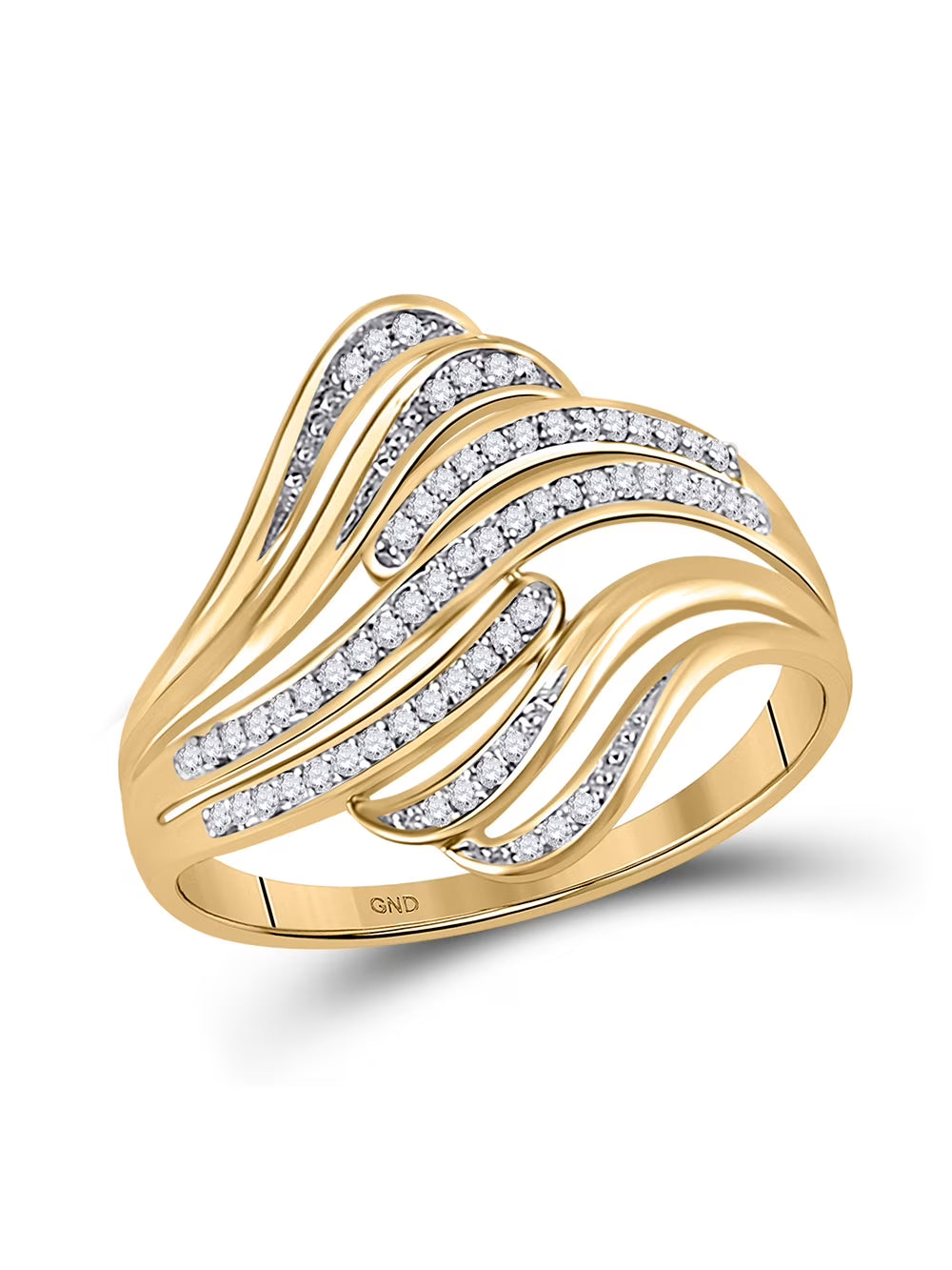10kt Yellow Gold Round Diamond Fashion Ring 1/12 Cttw I5433