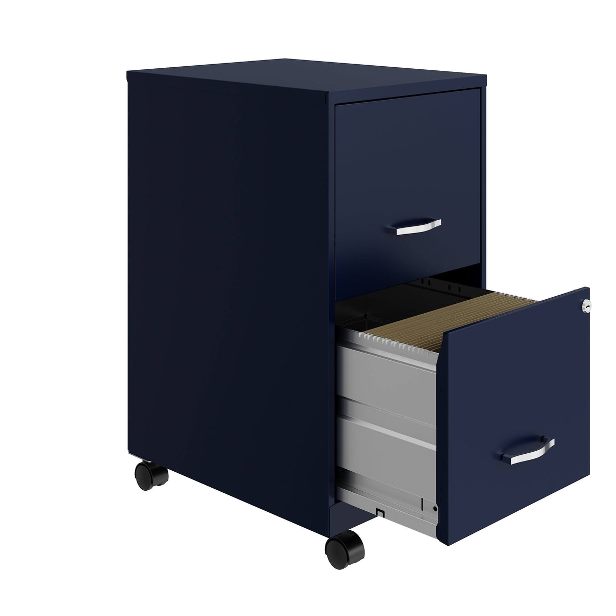 Navy 2 Drawer Metal Mobile File Cabinet L314