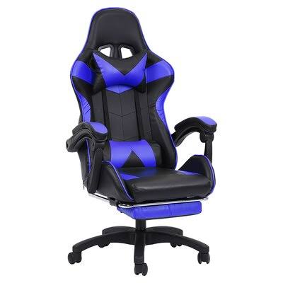 Adjustable Faux Leather Swiveling Game Chair with Footrest P16636