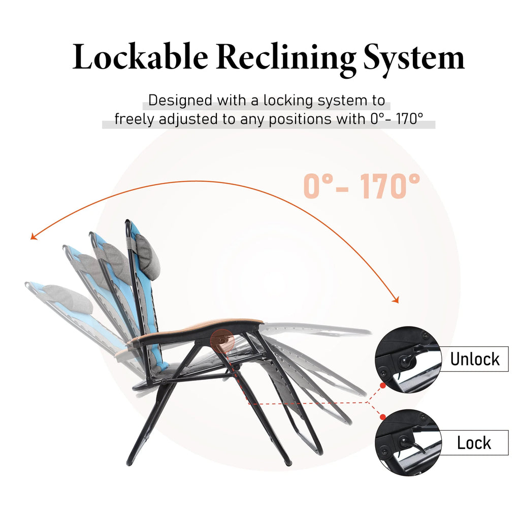 Aqua XL Oversized Padded Zero Gravity Chair C97740