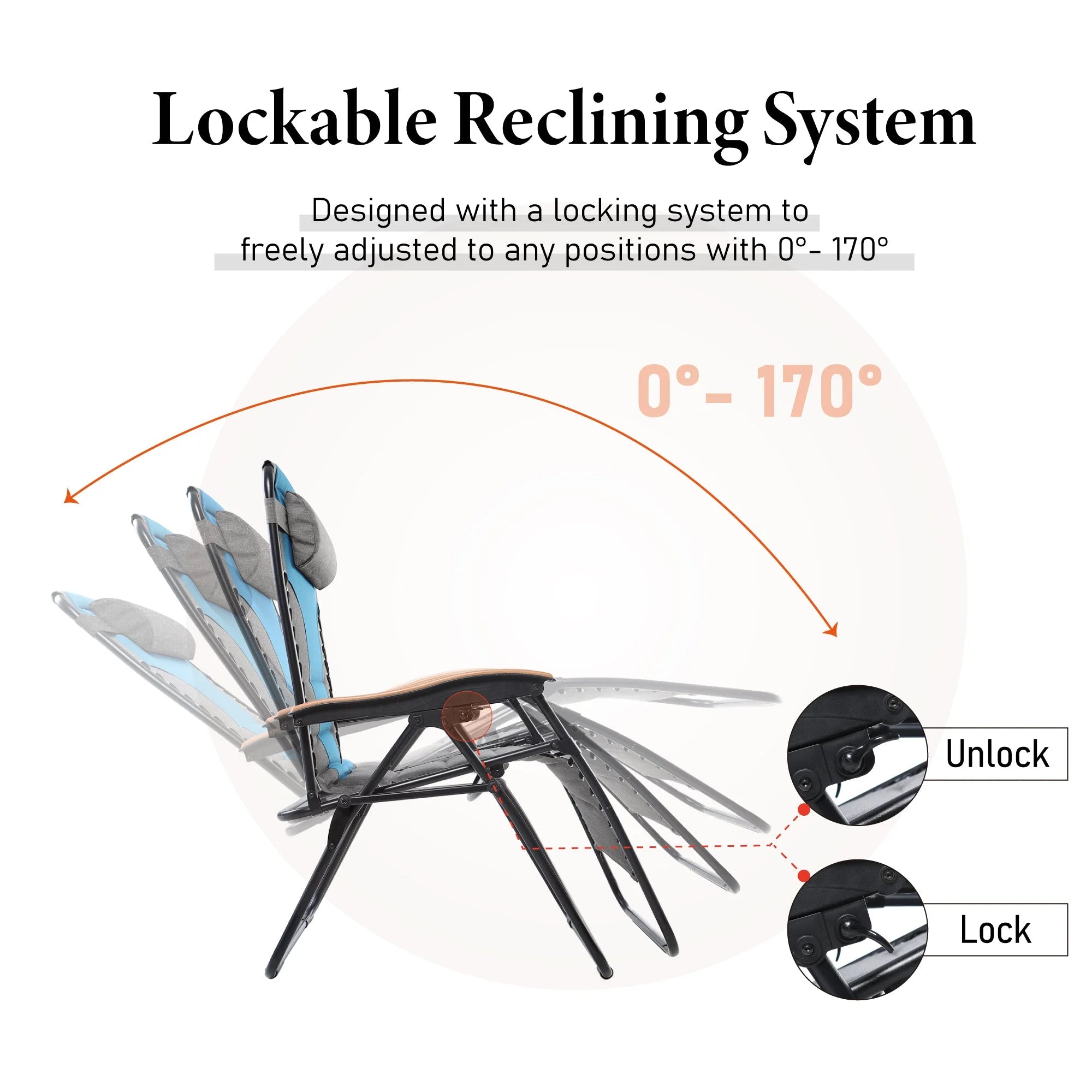 Aqua XL Oversized Padded Zero Gravity Chair C97740