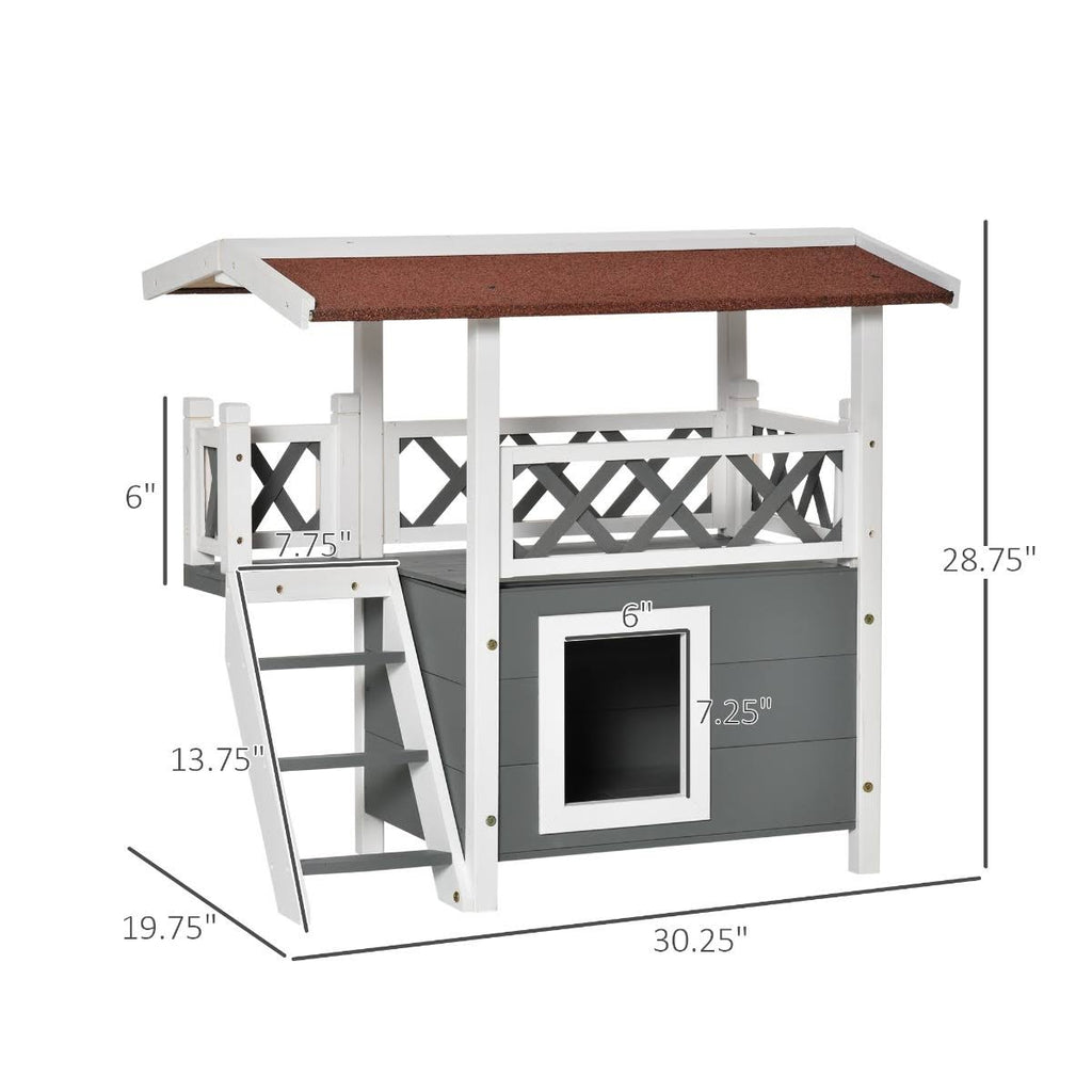 3-Story Wooden Cat House with Balcony X1033