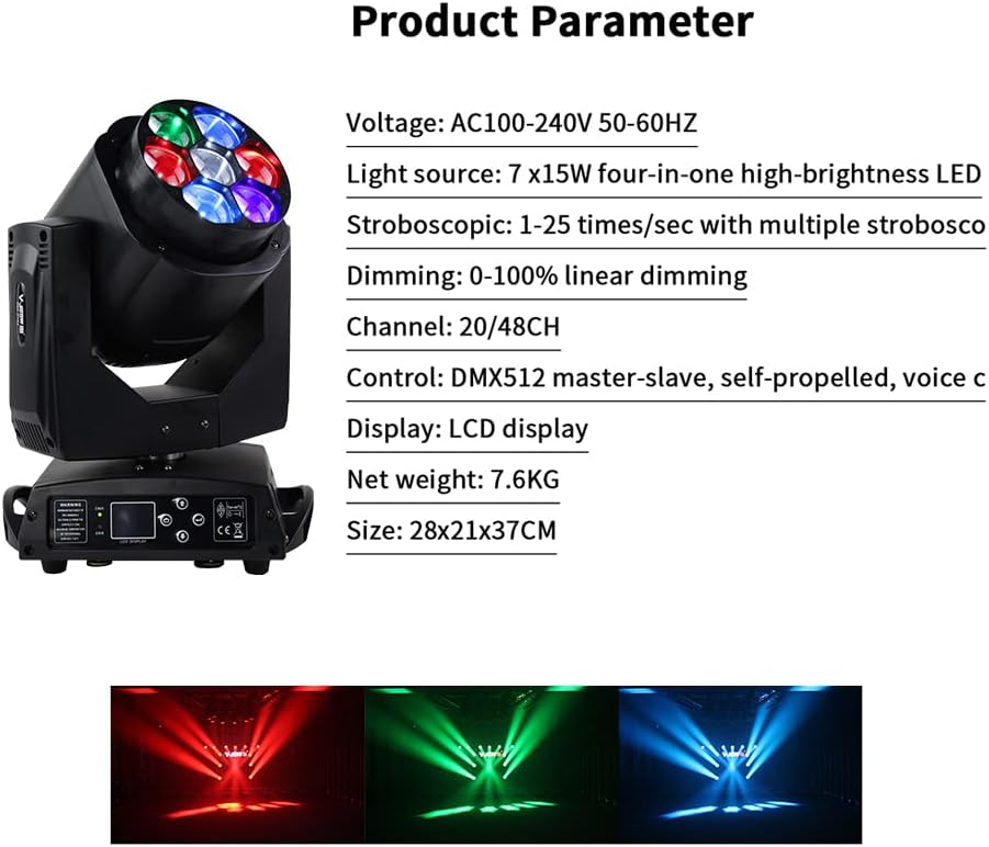 7*15W 4in1 RGBW Mini Bee-Eyes Zoom Moving Head Light J962800