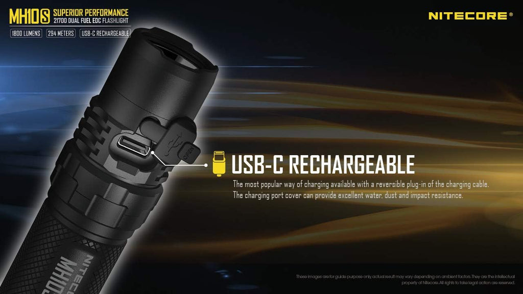 1800 Lumen USB-C Rechargeable EDC Flashlight with Battery A2873