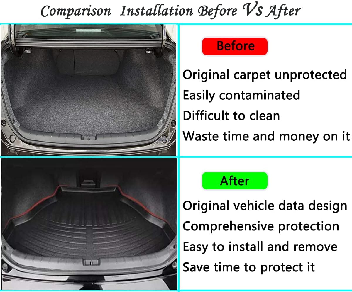 Black 3D Waterproof TPO Rear Cargo Liners Trunk Tray Mats Pack of 2 U978316