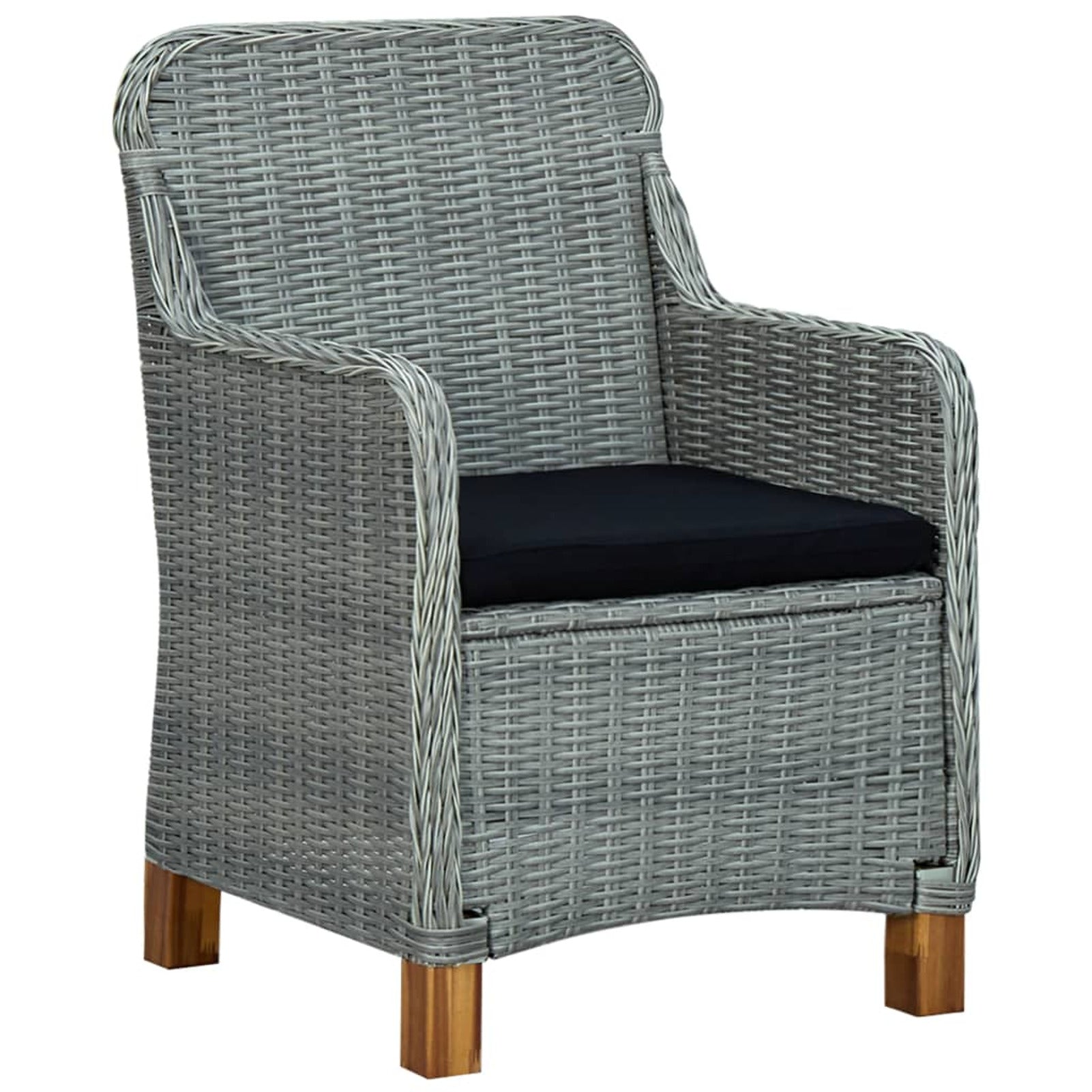 Gray Poly Rattan Patio Chairs with Cushions 2 pcs B952