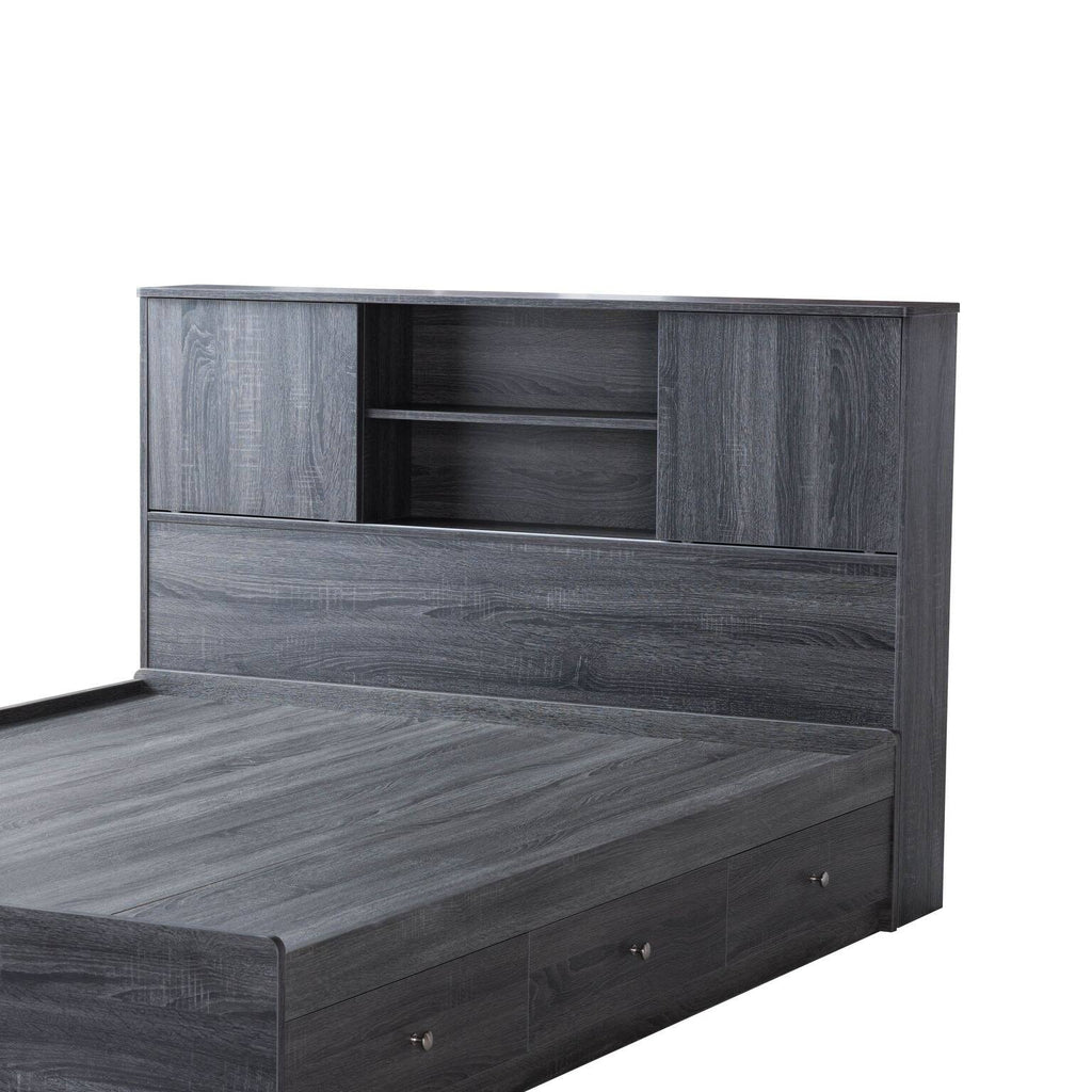 Twin Bookcase Headboard with Two Large Cubbies and Two Smaller Shelves - White B615