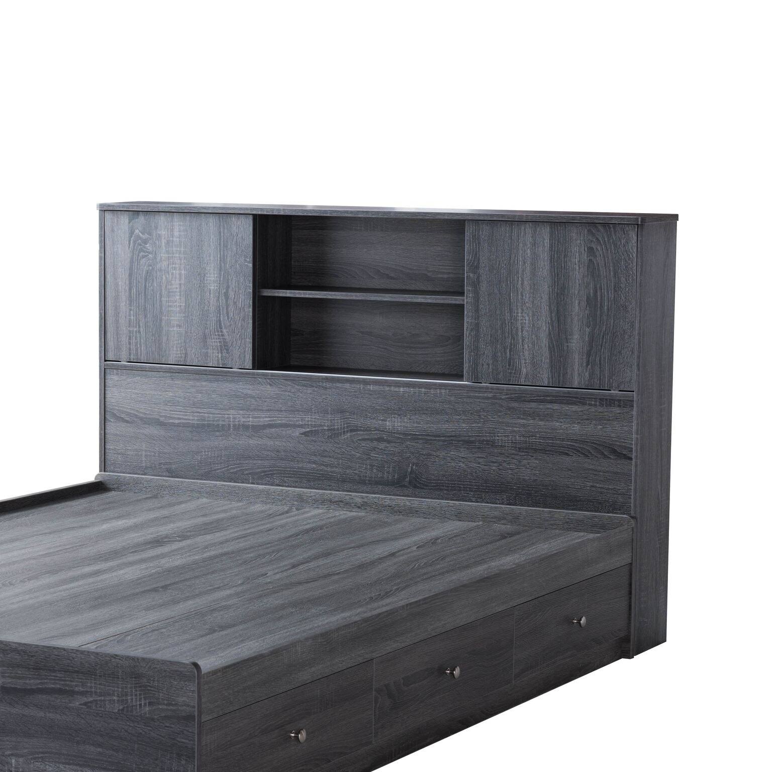 Twin Bookcase Headboard with Two Large Cubbies and Two Smaller Shelves - White B615