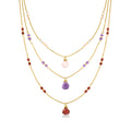 Italian Pink Opal Multi-Gemstone Layered Necklace in 24kt Gold Over Sterling F2902