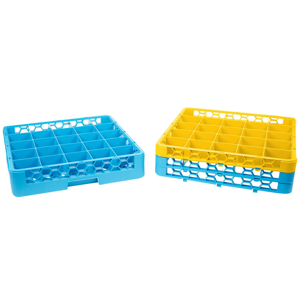 25 Compartment Yellow Glass Rack with 3 Extenders S7409