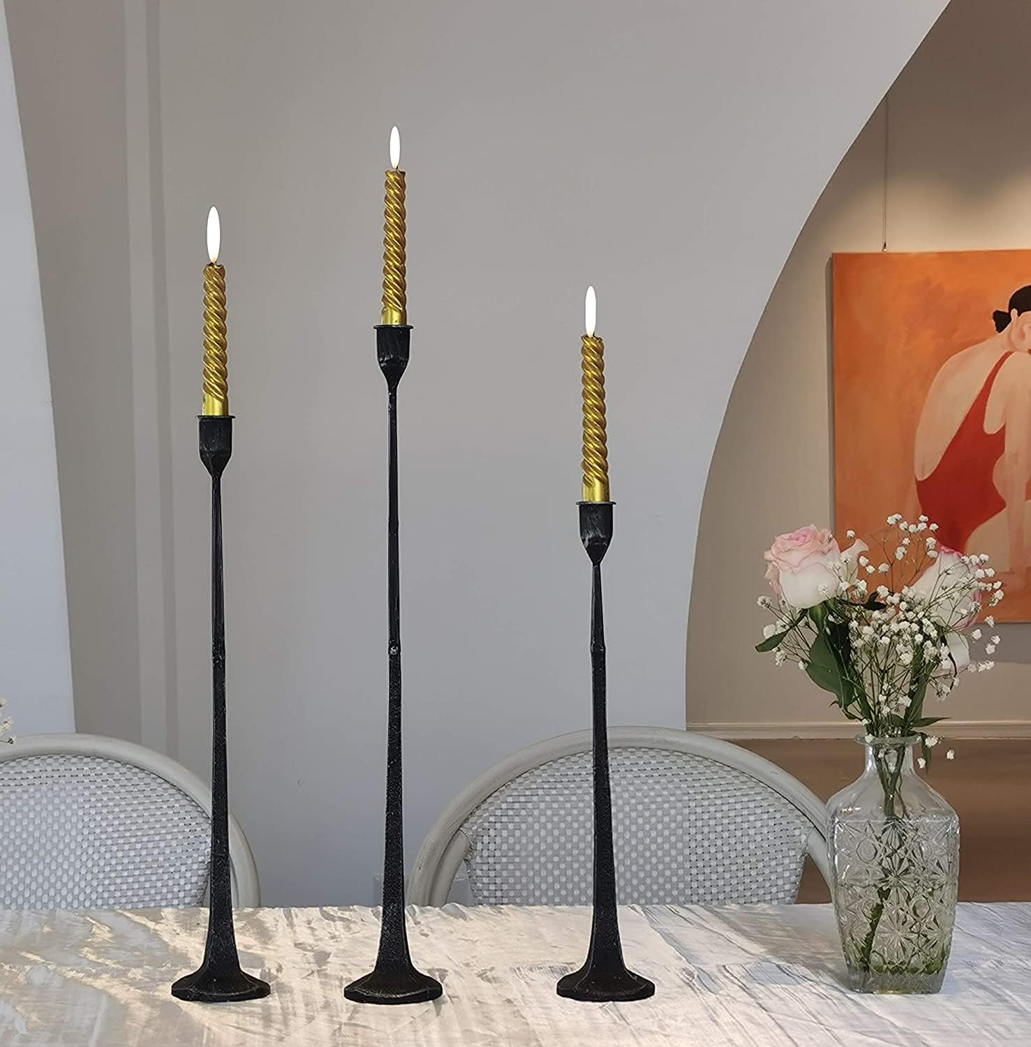 Set of 3 Cast Iron Candle Holders V9041