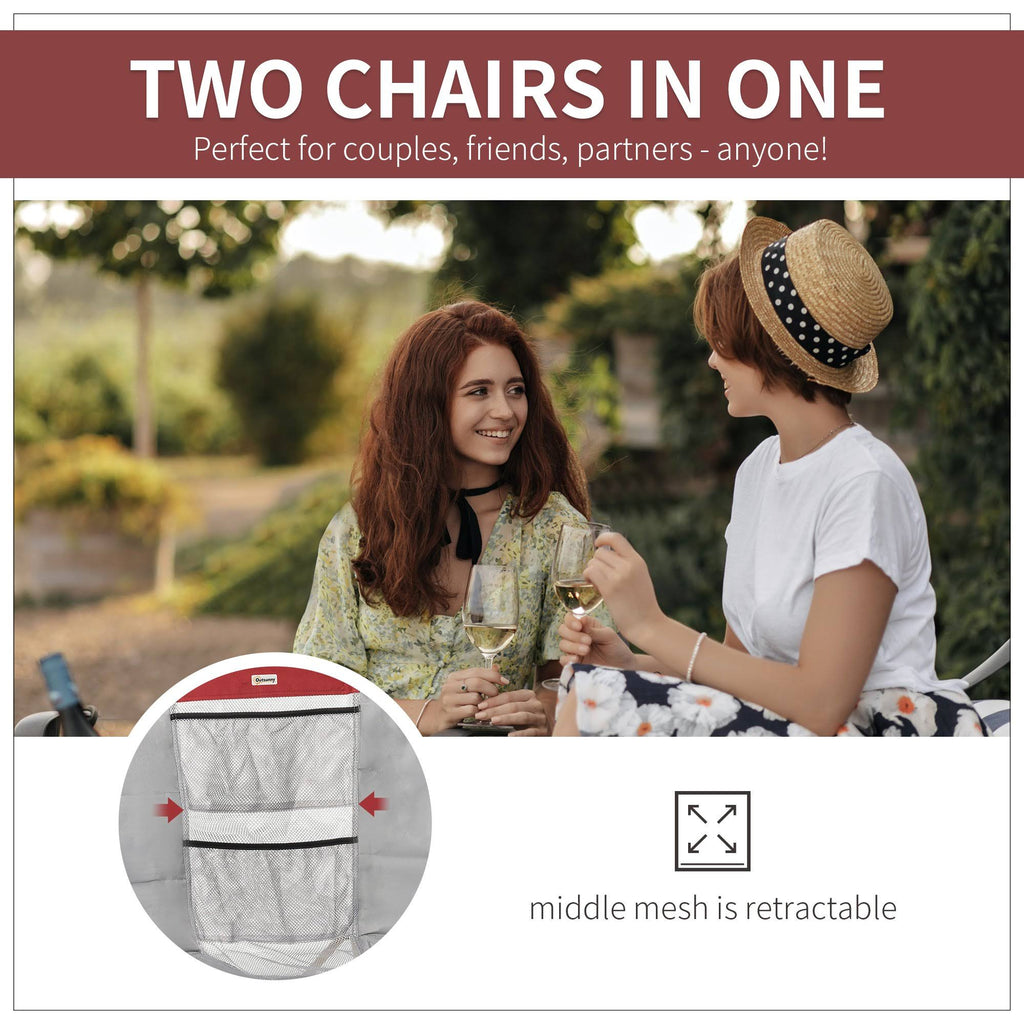 Double Seat Folding Camping Chair with Storage Pocket & Cup Holder G30100