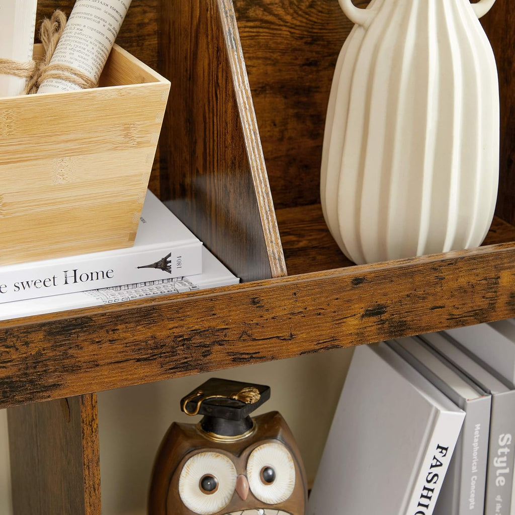 Rustic Brown Bookshelf with Cubbyholes H858