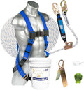 Roofing Bucket Kit with Full-Body Harness, 50' Vertical Rope & Anchor Set Y96677