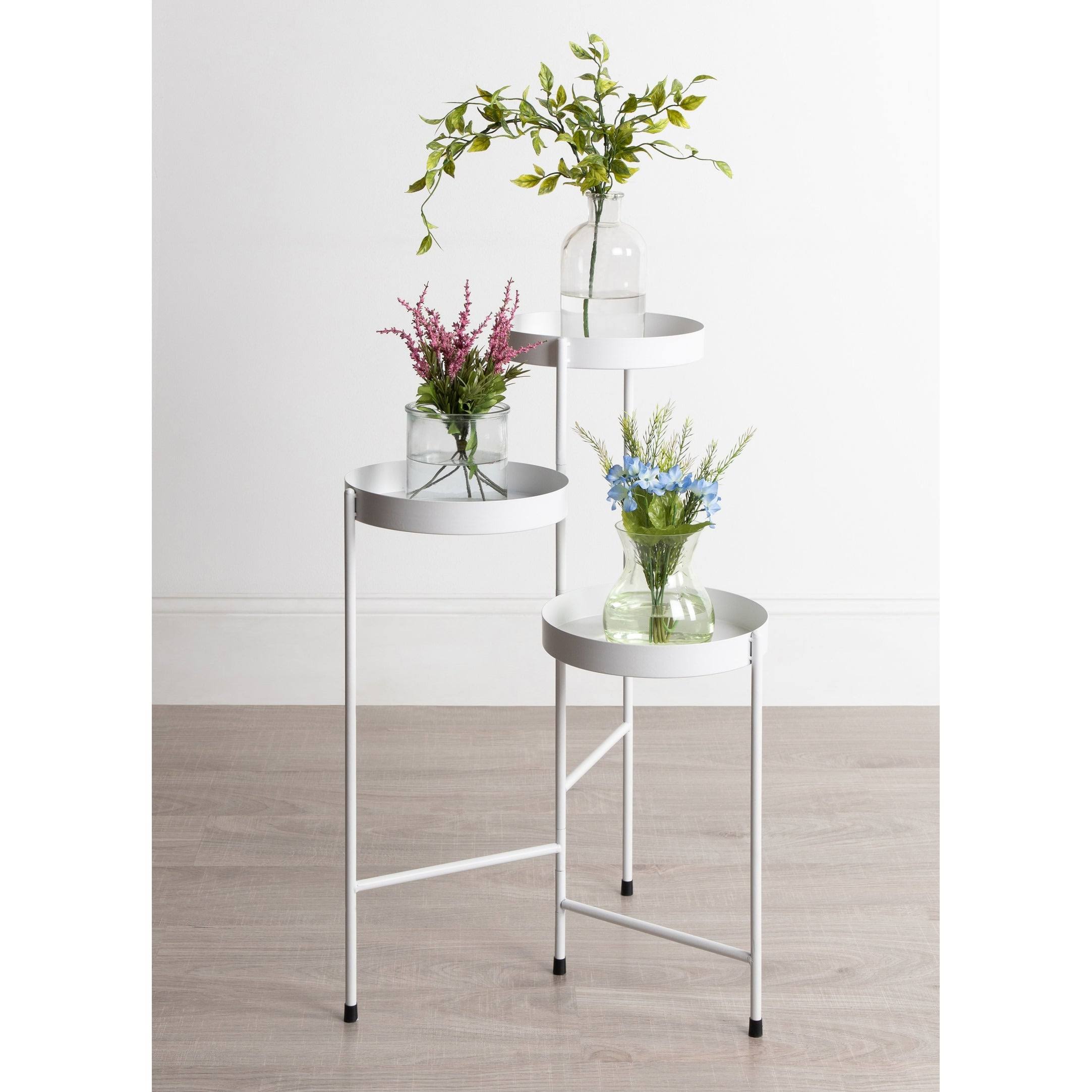 Navy Blue Metal Tri-Level Plant Stand T7610