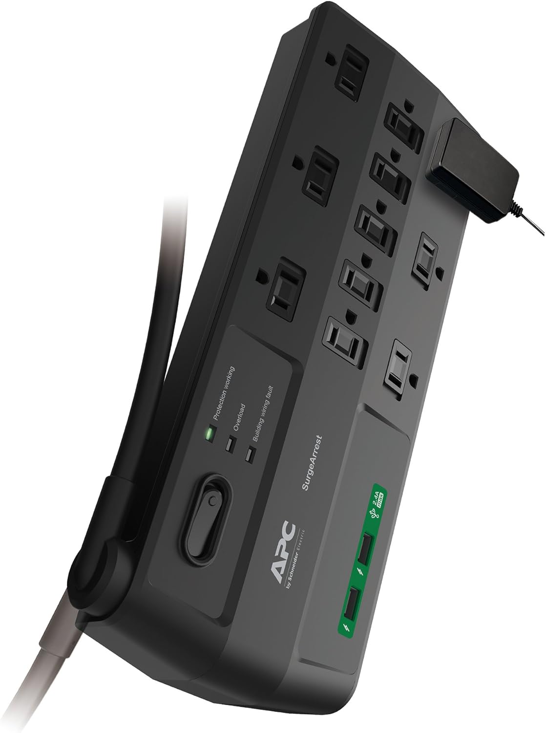 11 Outlet Power Strip Surge Protector with USB Ports, 2880 Joule, 8' Cord, Flat Plug, Black, Pack of 2 F61202