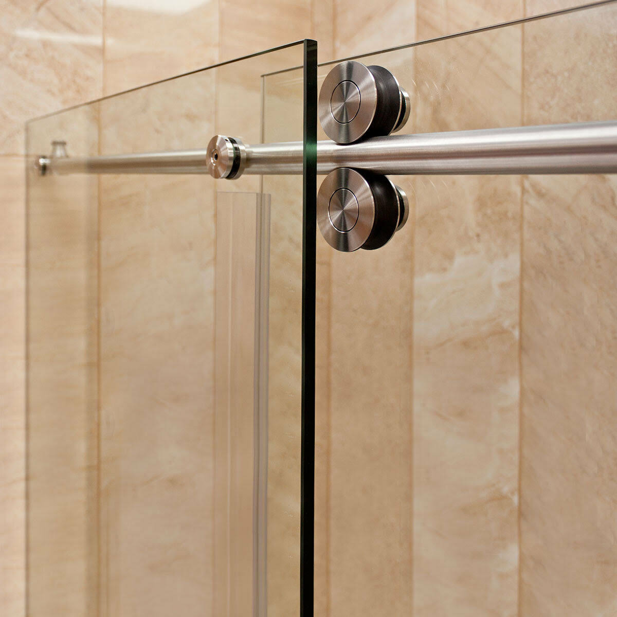 Brushed Nickel Sliding Shower Door with Stationary Panel G538