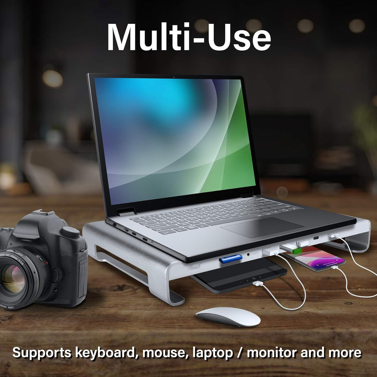 USB-C 11-Port Docking Station Monitor Stand with 100W Power Delivery C597351