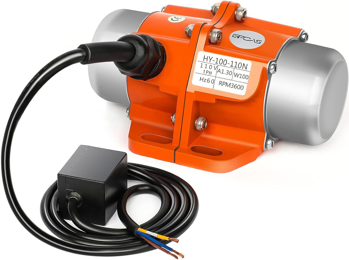 90W Concrete Vibrator Vibration Motor Single Phase AC 110V 3600RPM Aluminum Alloy Case Electric Asynchronous Vibrating Vibrators for Shaker Table E643009
