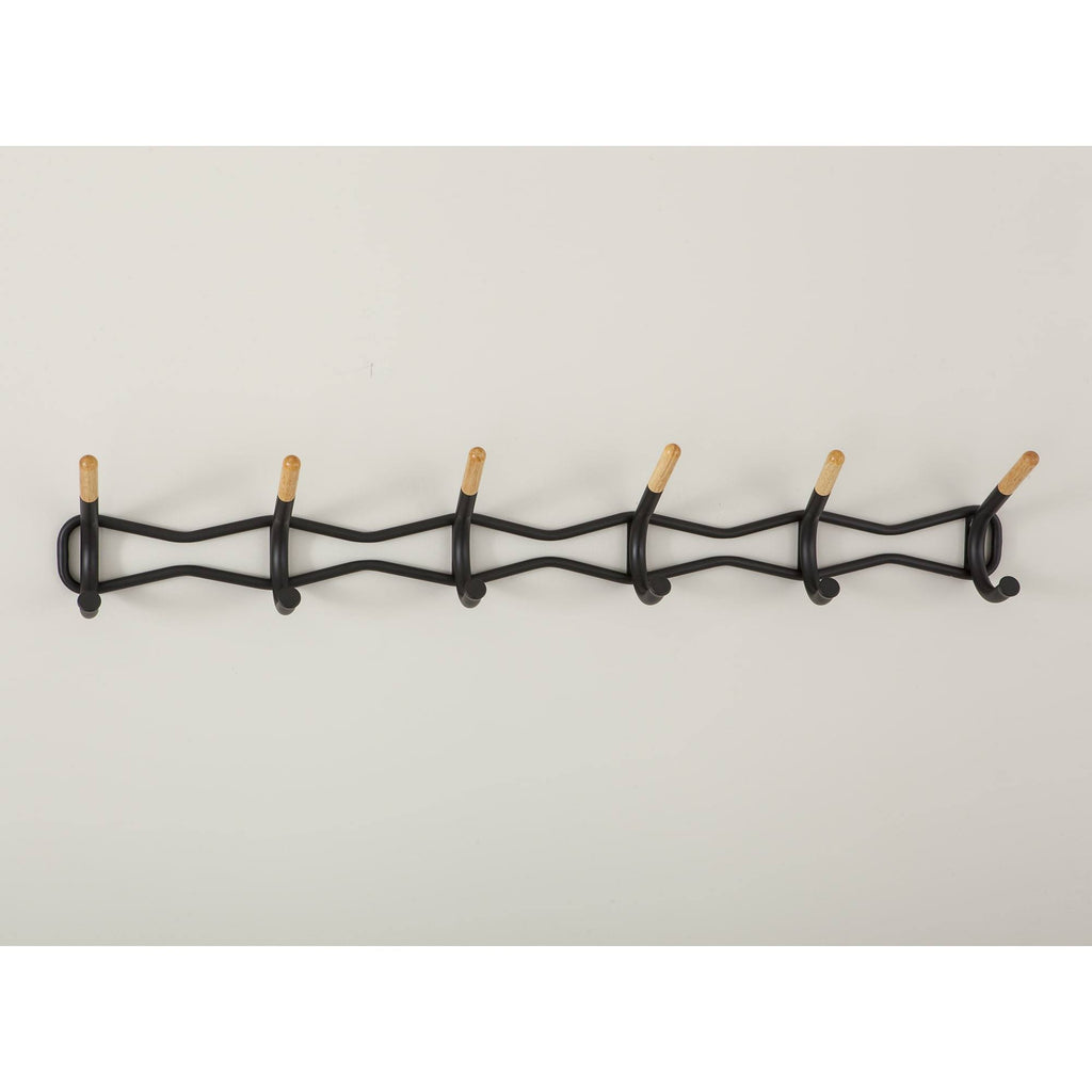 6 Hook Black Coat Wall Rack D5230
