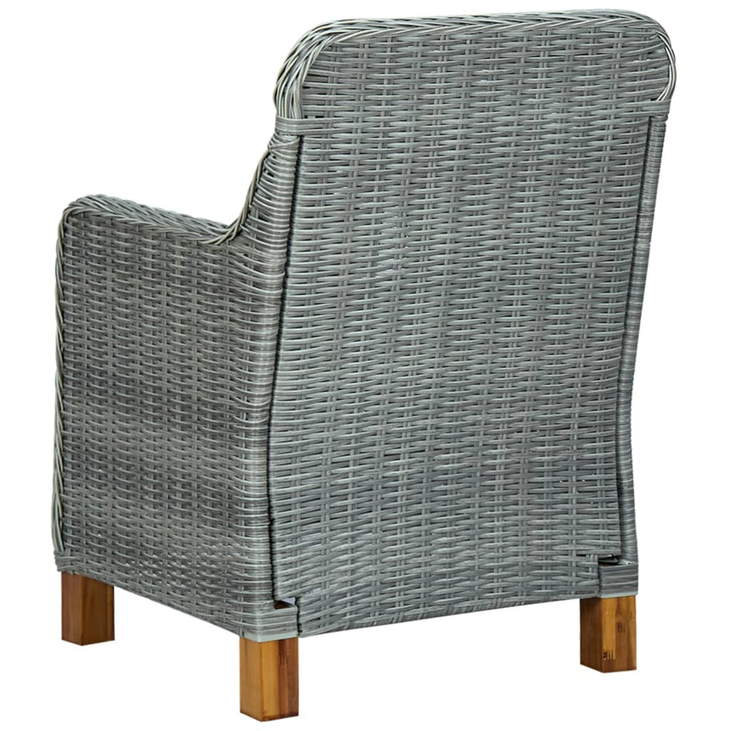 Gray Poly Rattan Patio Chairs with Cushions 2 pcs B952