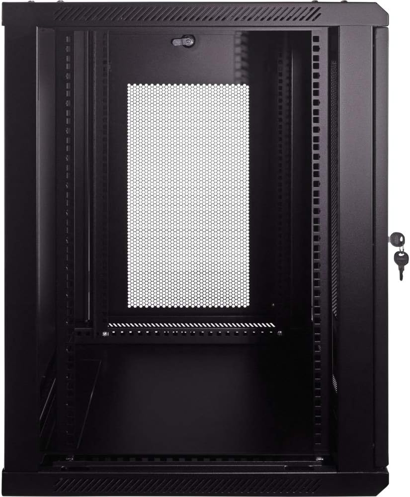 15U Wallmount IT Cabinet Enclosure 19-Inch Server Network Rack with Locking Perforated Door Black N533487