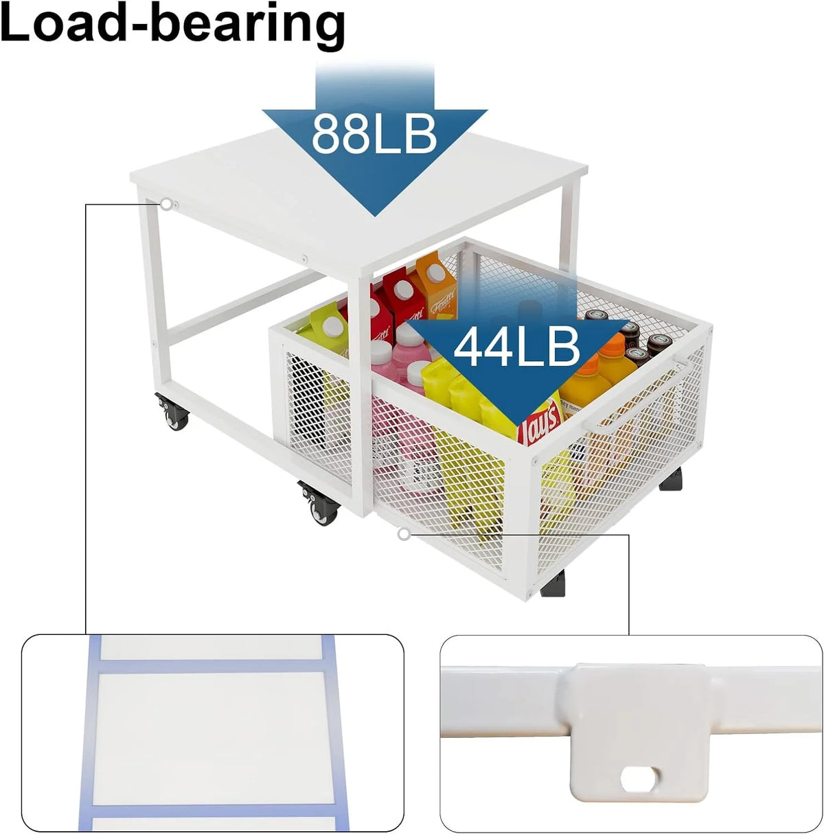 Mobile Mini Fridge Stand with 4 Lockable Wheels Rolling Fridge Cart I5428