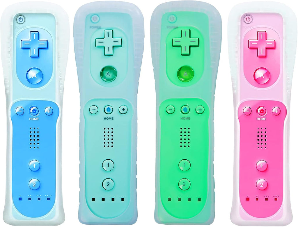 Light Blue Wii Remote Controller 2 Pack with Silicone Case and Wrist Strap L9808