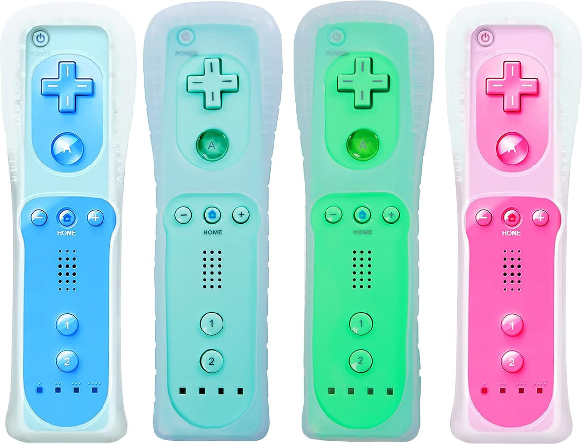 Light Blue Wii Remote Controller 2 Pack with Silicone Case and Wrist Strap L9808