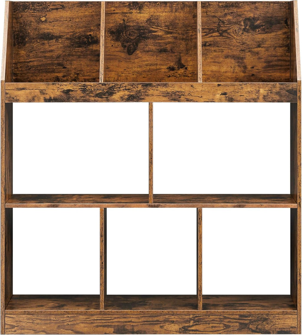 Rustic Brown Bookshelf with Cubbyholes H858