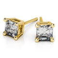 18K Yellow Gold Asscher Cut Moissanite Stud Earrings X2113