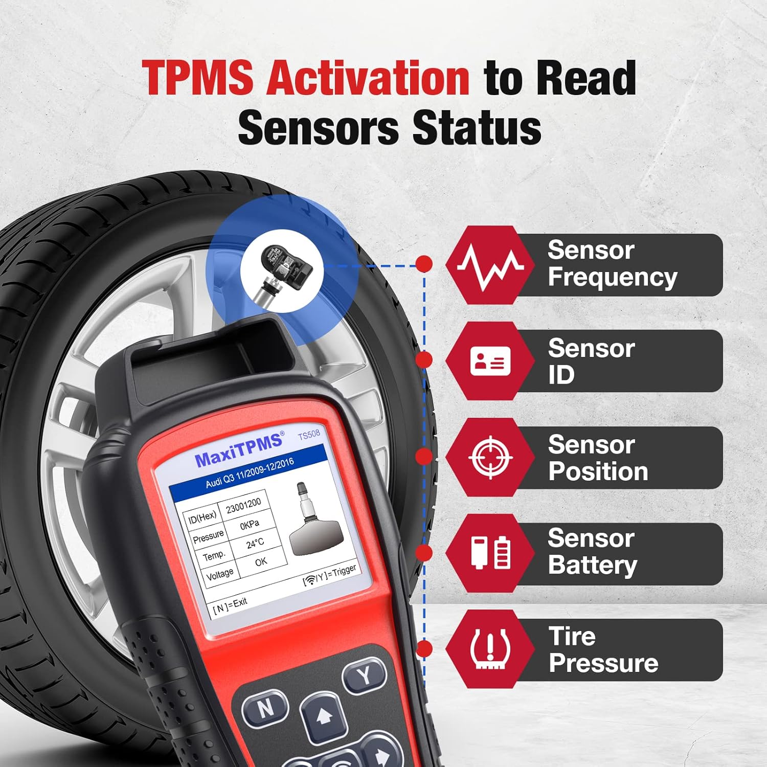 TPMS Relearn Tool, 2022 TPMS Programming Tool, 4 Modes, 315/433MHz, Upgraded Version of TS501/TS408 O35652