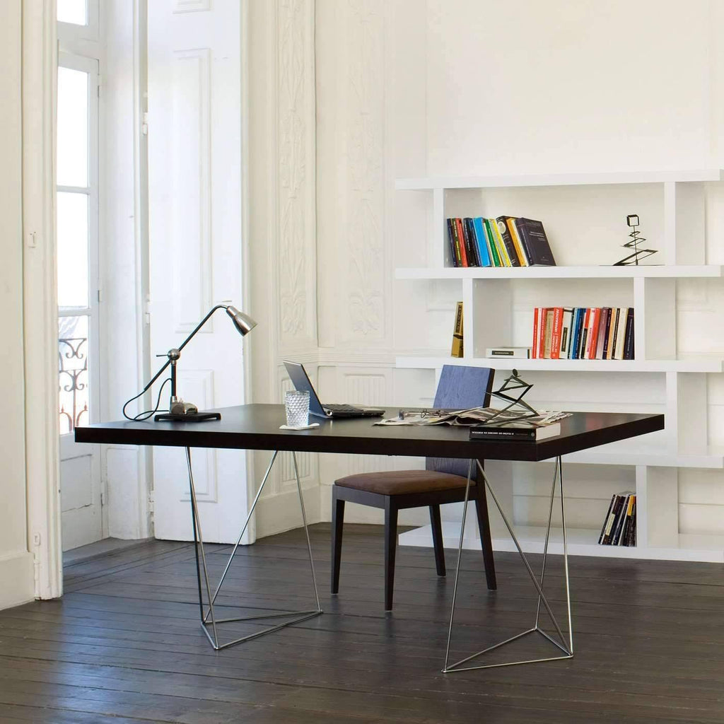 Walnut Chrome Table Top with Trestles W605